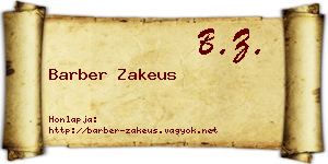 Barber Zakeus névjegykártya